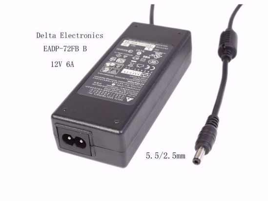 Delta Electronics EADP-72FB AC Adapter 5V-12V 12V 6A, 5.5/2.5mm, 2-prong, New