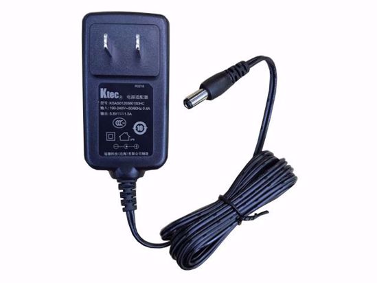 Ktec KSAS0120560150HC AC Adapter 5V-12V 5.6V 1.5A, Barrel 5.5/2.1mm, US 2-Pin Plug