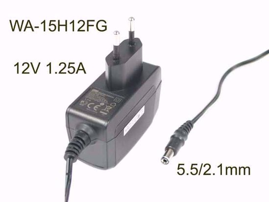 APD / Asian Power Devices WA-15H12FG AC Adapter 12V 1.25A, Barrel 5.5/2.1mm, 2-Prong, E