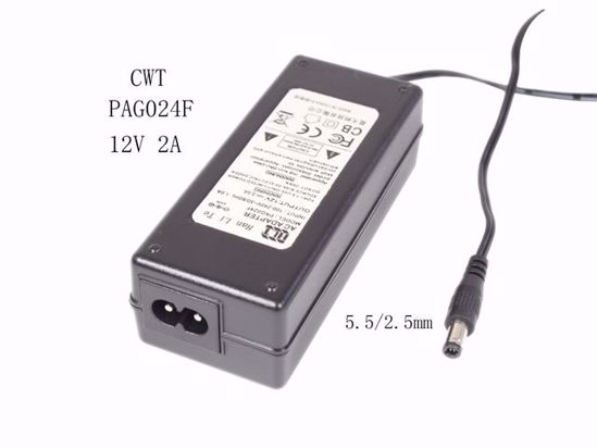 CWT / Channel Well Technology PAG024F AC Adapter 5V-12V 12V 2A, 5.5/2.5mm, 2P, New