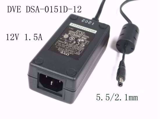 DVE DSA-0151D-12 AC Adapter 5V-12V 12V 1.5A, Barrel 5.5/2.5mm, IEC C14