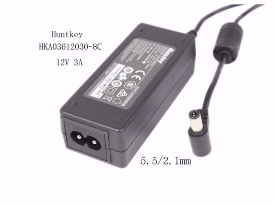 Huntkey HKA03612030-8C AC Adapter 5V-12V 12V 3A, 5.5/2.5mm, 2P, New