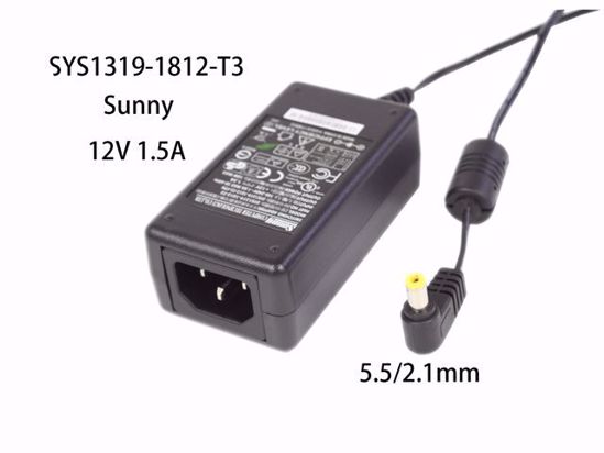 Sunny SYS1319-1812-T3 AC Adapter 5V-12V 12V 1.5A, 5.5/2.1mm, C14, New