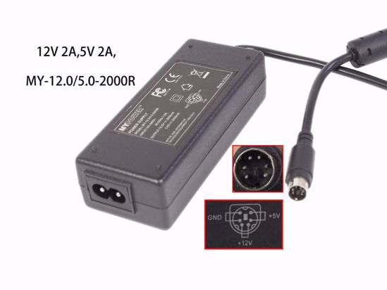 UPA MY-12.0/5.0-2000R AC Adapter 5V-12V 12V 2A,5V 2A, 6P P1 2=5V P3 4=12V, 2P, New