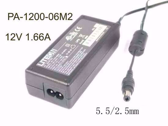 LITE-ON PA-1200-06M2 AC Adapter 5V-12V 12V 1.66A, 5.5/2.5mm, 2-Prong