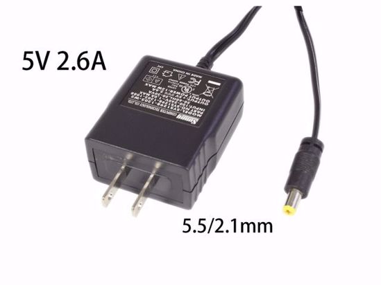 Sunny SYS1298-1305-W2 AC Adapter 5V-12V 5V 2.6A, Barrel 5.5/2.1mm, US 2-Pin Plug