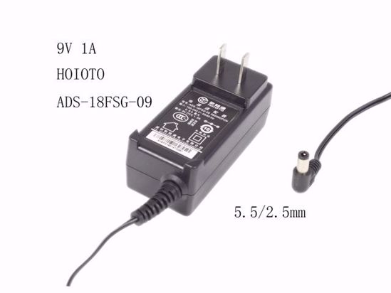 HOIOTO ADS-18FSG-09 AC Adapter 5V-12V 9V 1A, 5.5/2.5mm, US 2P Plug, New