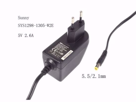 Sunny SYS1298-1305-W2E AC Adapter 5V-12V 5V 2.6A, 5.5/2.1mm, EU 2P Plug, New