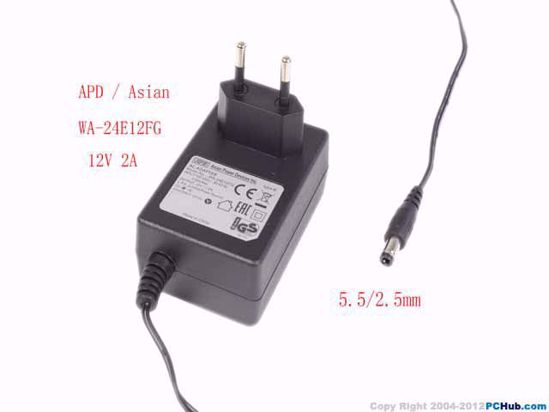 APD / Asian Power Devices WA-24E12FG AC Adapter 5V-12V 12V 2A, 5.5/2.5mm, EU 2P Plug, Ne