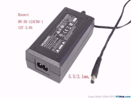 Huawei HW-36-12AC8D-1 AC Adapter 5V-12V 12V 3.0A, Barrel 5.5/2.1mm, 2-Prong