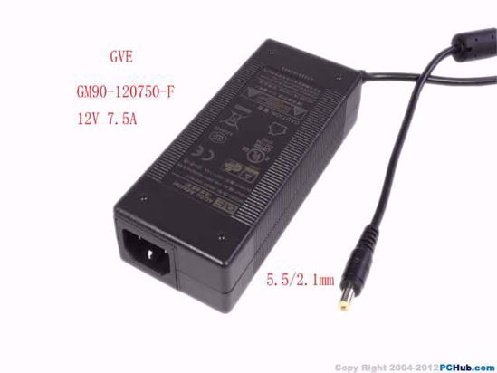 GVE GM90-120750-F AC Adapter 5V-12V 5.5/2.1mm, IEC C14