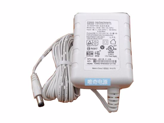 APD / Asian Power Devices WA-12L12FU AC Adapter 5V-12V WA-12L12FU, While