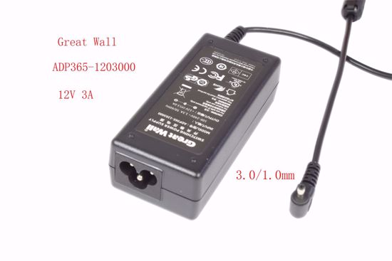 Great Wall AC Adapter (Great Wall) AC Adapter 5V-12V ADP365-1203000, 12V 3A, 3.0/1.0mm,