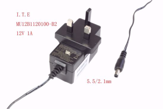 I.T.E Power Supply MU12B1120100-B2 AC Adapter 5V-12V 12V 1A, 5.5/2.1mm, UK 3P Plug, New