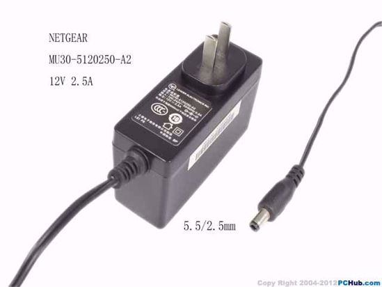 NETGEAR MU30-5120250-A2 AC Adapter 5V-12V 12V 2.5A, 5.5/2.5mm, US 2P Plug