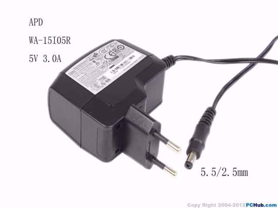 APD / Asian Power Devices WA-15I05R AC Adapter 5V-12V 5V 3.0A, Barrel 5.5/2.1mm, EU 2-Pi