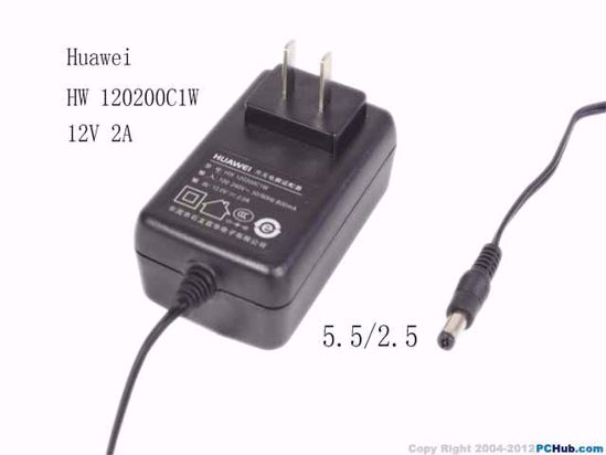 Huawei AC To DC (Huawei) AC Adapter 5V-12V,HW 120200C1W, 12V 2A, 5.5/2.1mm, US 2-Pin