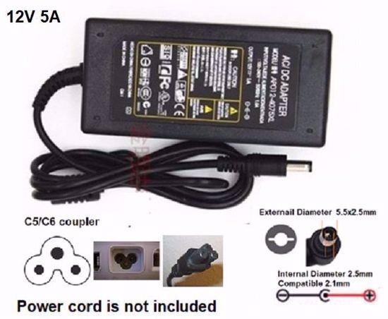 ACP OEM 12050, AP12150-5525-21-3P, AC Adapter, 12V 5A, 5.5/2.5mm