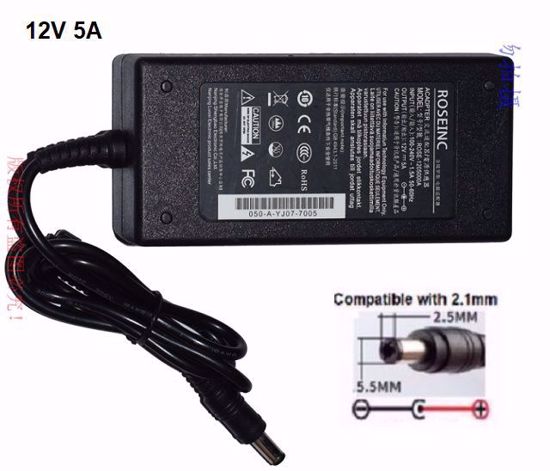 AC adapter ROSEINC OEM 12050 ROSE-1205000A-5525-21-C14 12V 5A, 5.5/2.5mm, C14