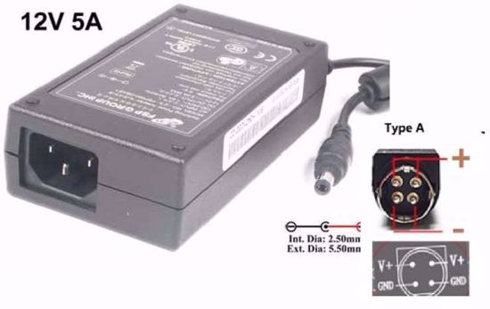 FSP Group Inc FSP060-DBAE1 AC Adapter 12V 5A, Barrel 5.5/2.5mm, convert to 4 pin type A