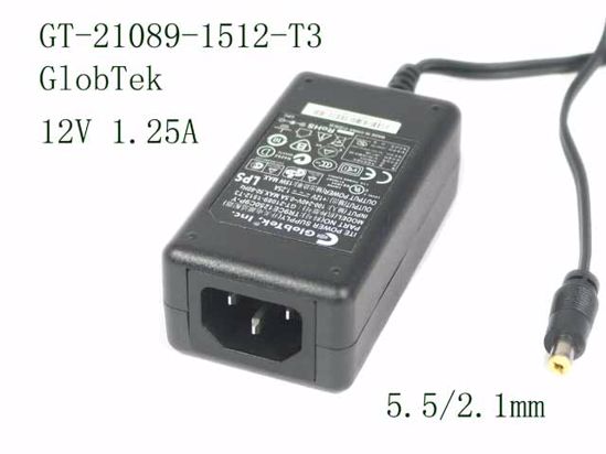 GlobTek GT-21089-1512-T3 AC Adapter 5V-12V 12V 1.25A, 5.5/2.1mm, C14 Products specifica