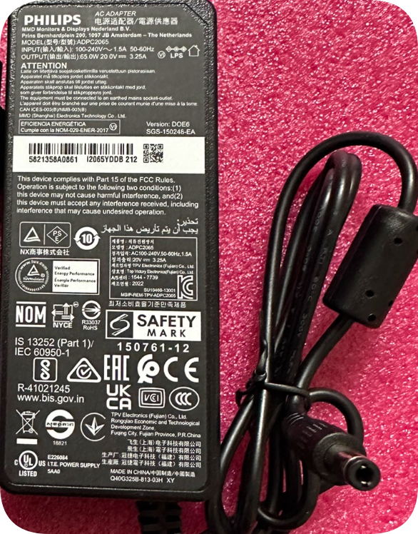 *Brand NEW*20V 3.25A AC ADAPTER PHILIPS 276E8V278E1 ADPC2065 Power Supply