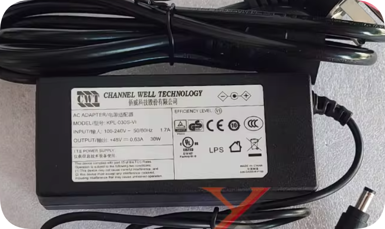 *Brand NEW*CWT 48V 0.63A power adapter KPL-030S-VI charging cable 30W DC POE power suppl
