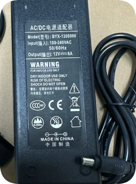 *Brand NEW*Power Supply 12V 6A 72W AC/DC Adapter BYX-1206000 Charger Transformer DC Barr